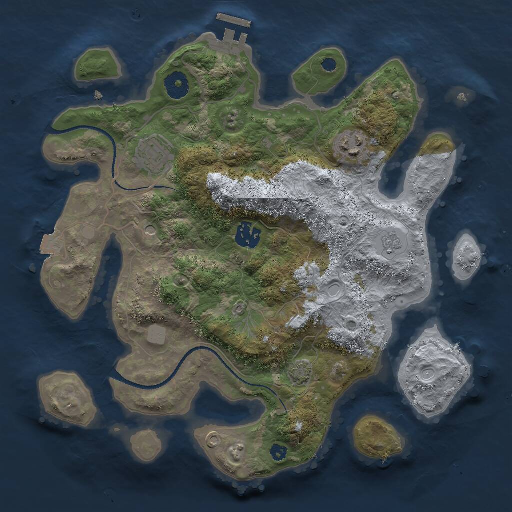 Rust Map: Procedural Map, Size: 3000, Seed: 688514144, 8 Monuments