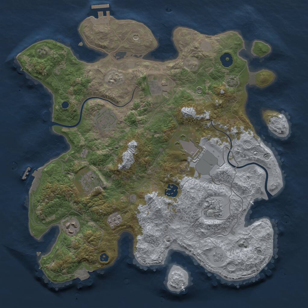 Rust Map: Procedural Map, Size: 3500, Seed: 5264, 14 Monuments