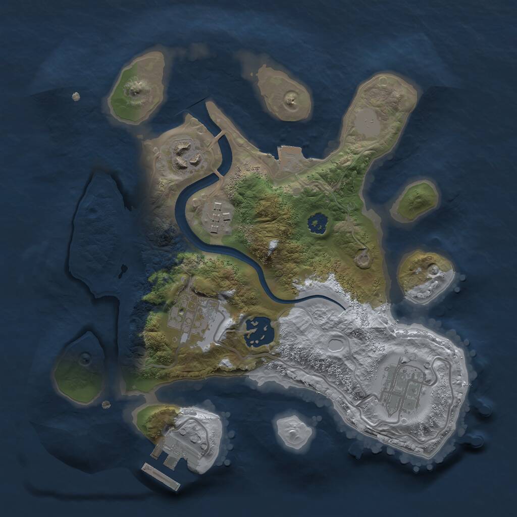 Rust Map: Procedural Map, Size: 2500, Seed: 1278561291, 7 Monuments