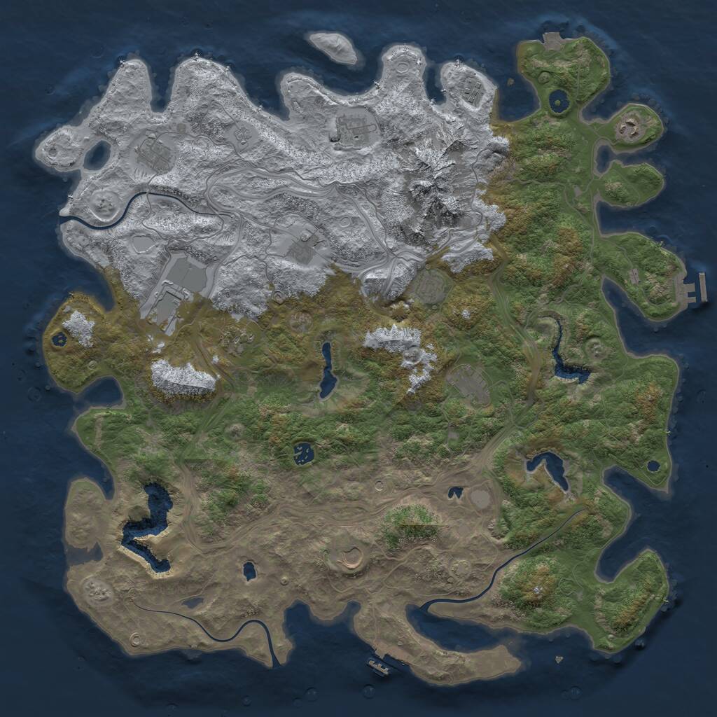 Rust Map: Procedural Map, Size: 5000, Seed: 42718, 17 Monuments