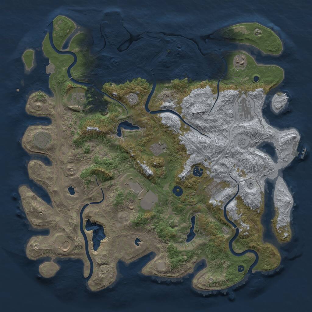 Rust Map: Procedural Map, Size: 4500, Seed: 999710936, 16 Monuments