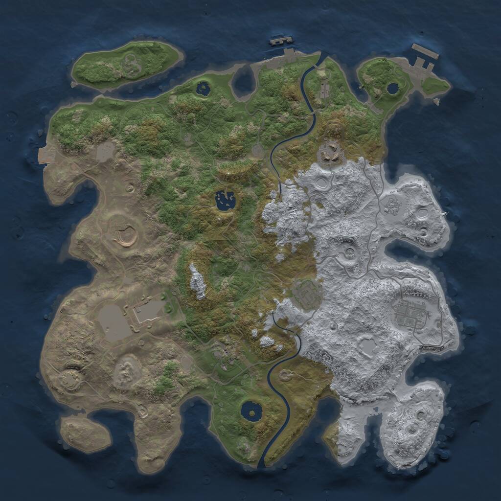 Rust Map: Procedural Map, Size: 3600, Seed: 1659388093, 13 Monuments