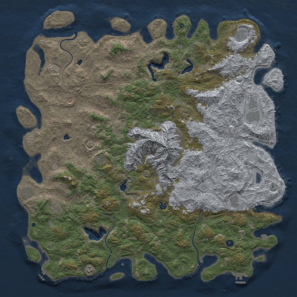 Rust Map: Procedural Map, Size: 6000, Seed: 992759613, 17 Monuments