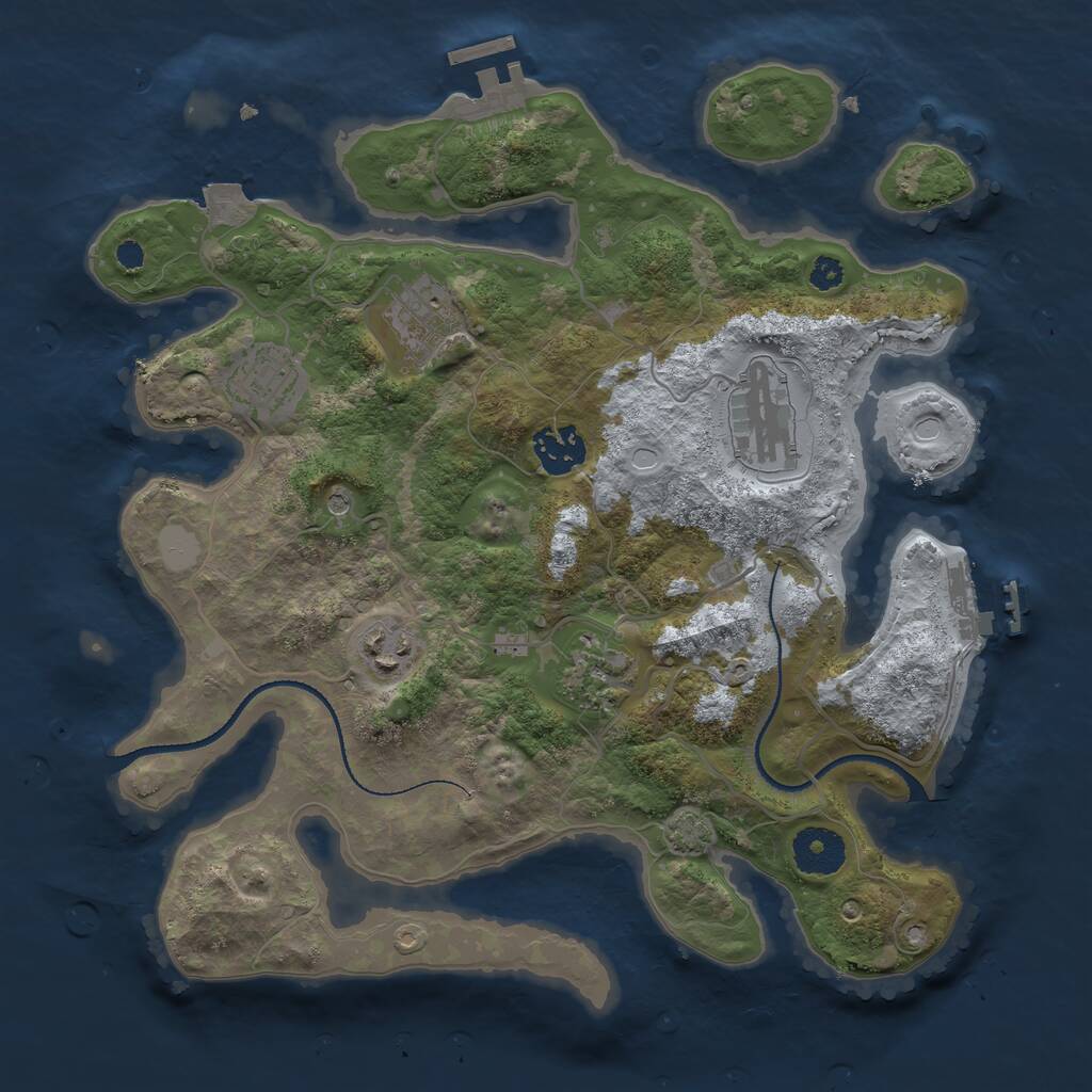 Rust Map: Procedural Map, Size: 3250, Seed: 892574290, 11 Monuments