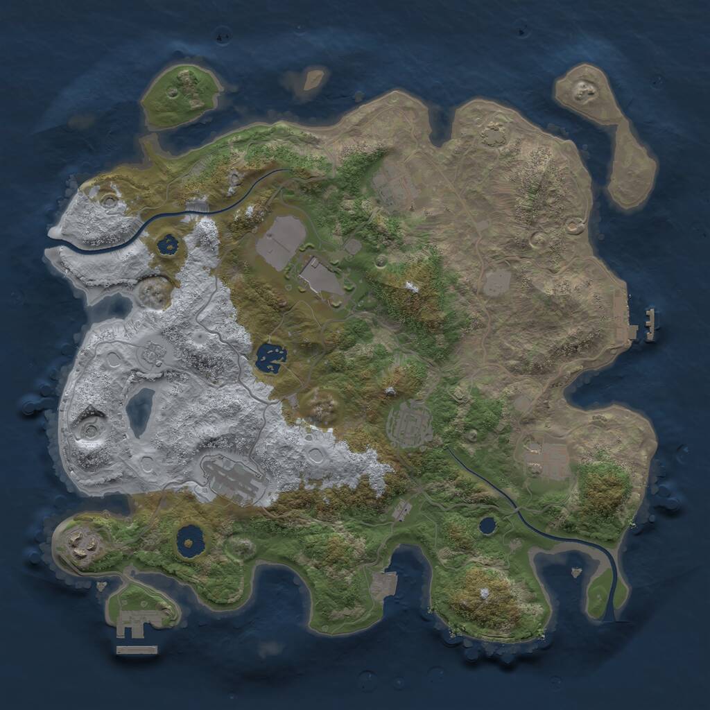 Rust Map: Procedural Map, Size: 3500, Seed: 90147041, 13 Monuments