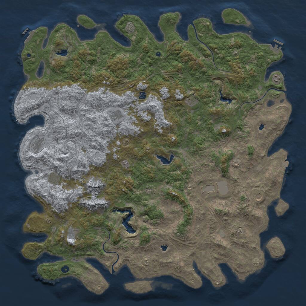 Rust Map: Procedural Map, Size: 6000, Seed: 1464706794, 17 Monuments