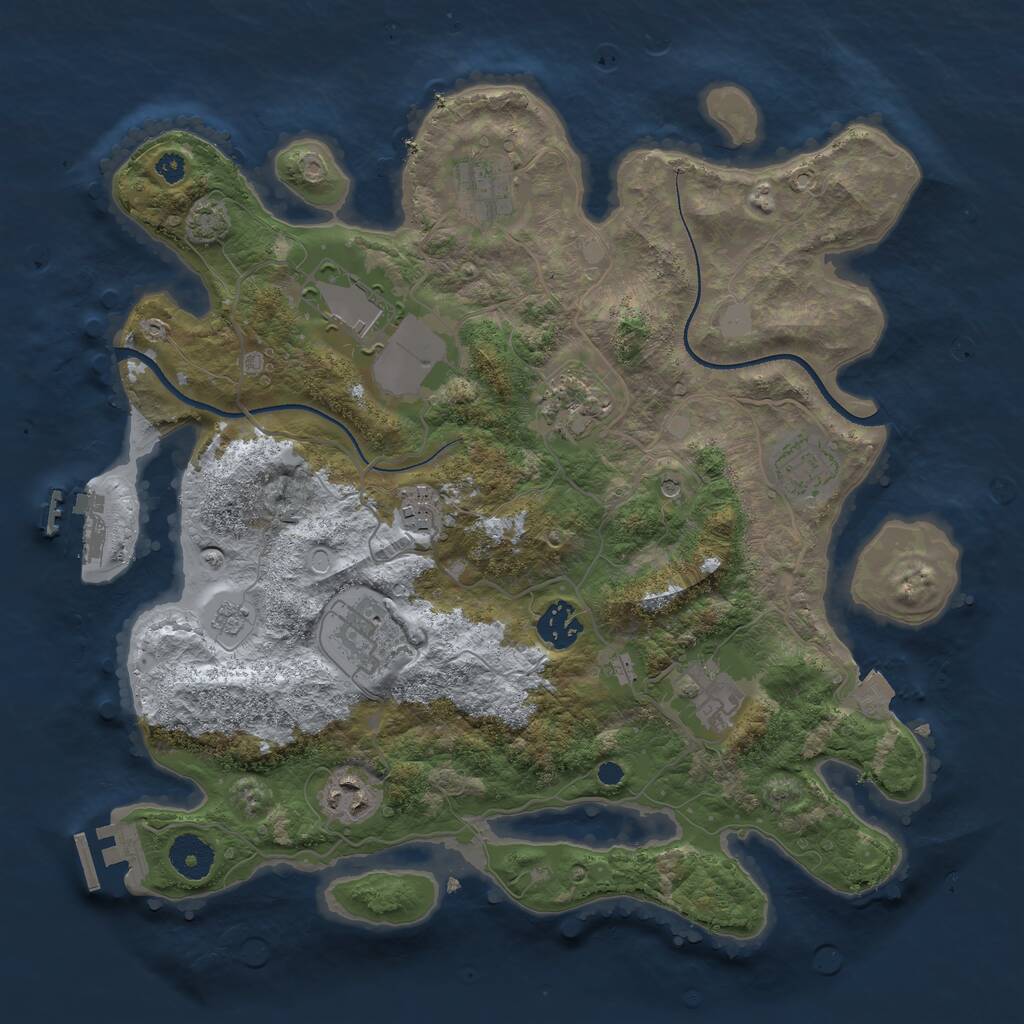 Rust Map: Procedural Map, Size: 3500, Seed: 53516, 15 Monuments