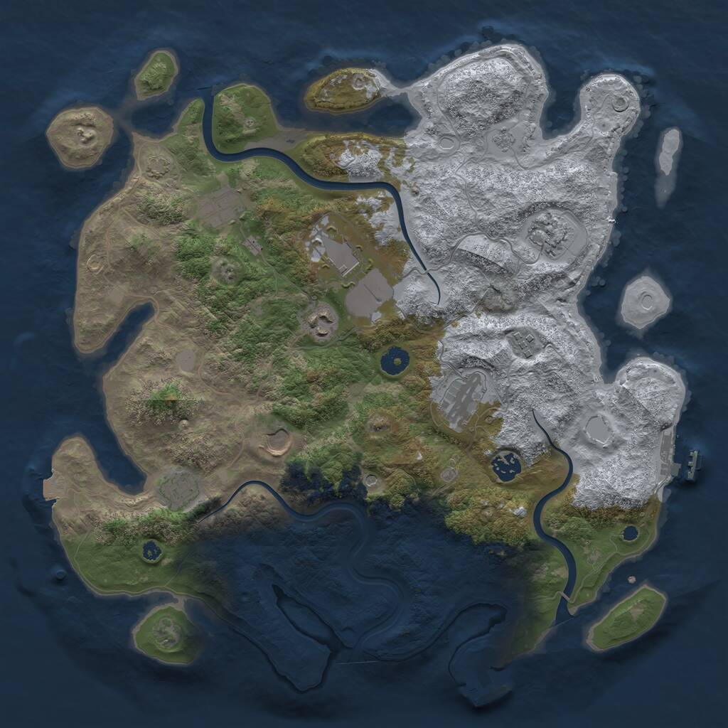 Rust Map: Procedural Map, Size: 3950, Seed: 599888000, 15 Monuments