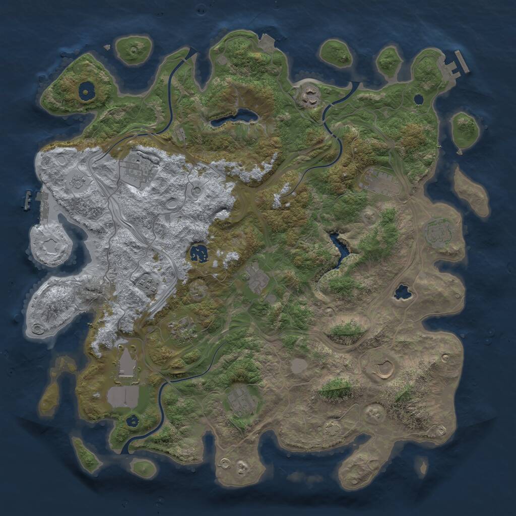 Rust Map: Procedural Map, Size: 4250, Seed: 1880741851, 17 Monuments