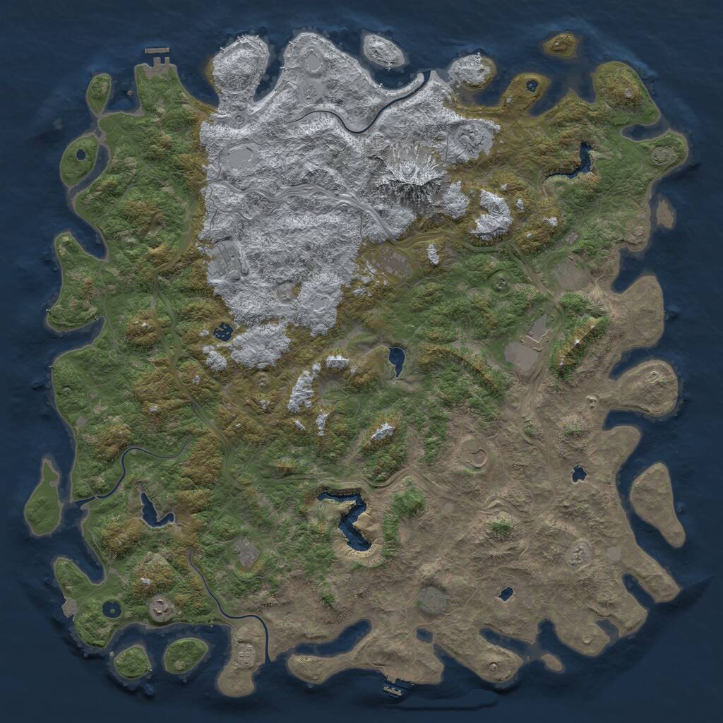 Rust Map: Procedural Map, Size: 6000, Seed: 332421935, 17 Monuments