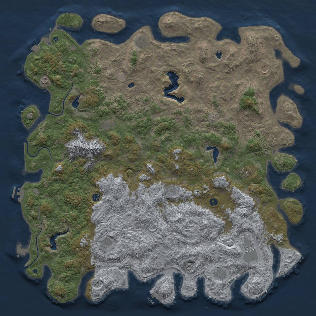 Rust Map: Procedural Map, Size: 6000, Seed: 39158, 17 Monuments