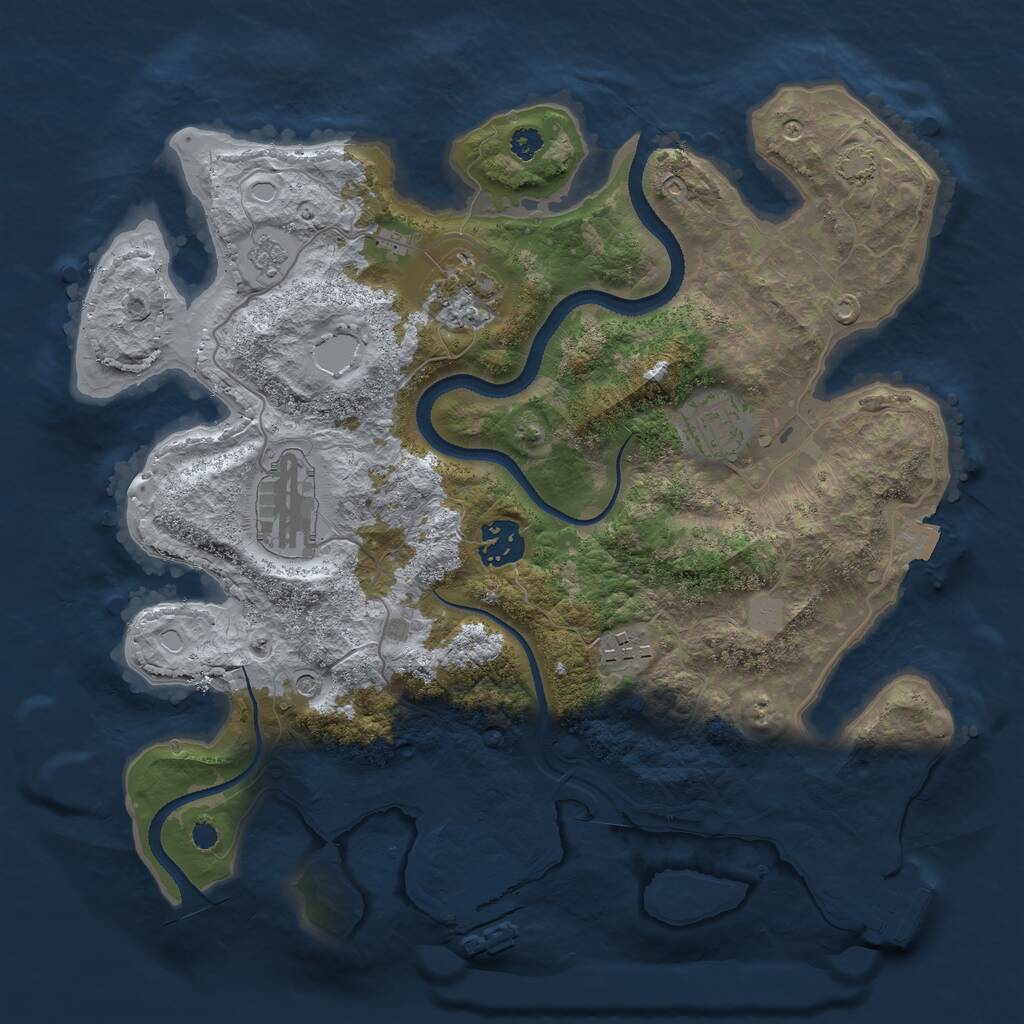 Rust Map: Procedural Map, Size: 3250, Seed: 1690961138, 11 Monuments