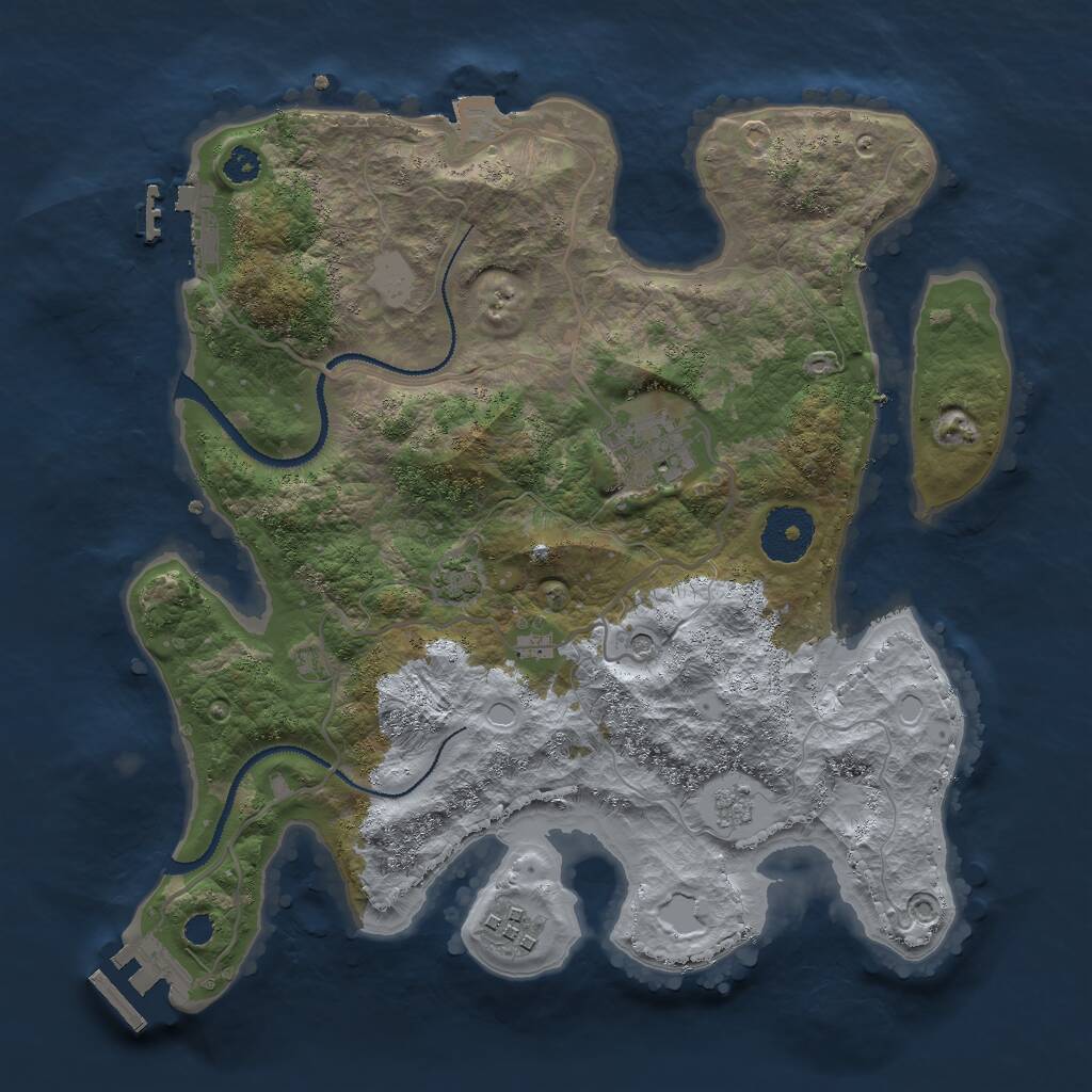 Rust Map: Procedural Map, Size: 3000, Seed: 402072471, 8 Monuments