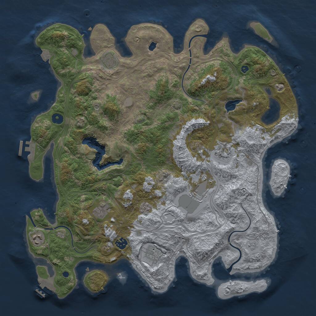 Rust Map: Procedural Map, Size: 4250, Seed: 484859931, 14 Monuments