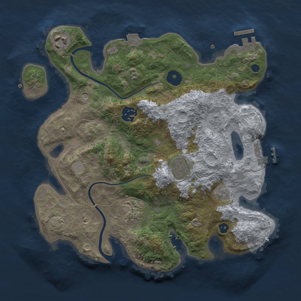 Rust Map: Procedural Map, Size: 3000, Seed: 1237996897, 10 Monuments