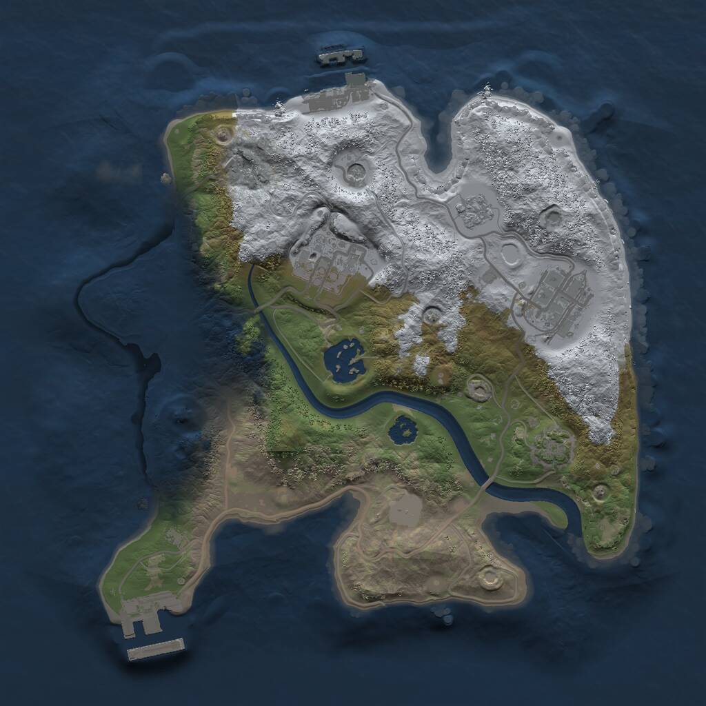 Rust Map: Procedural Map, Size: 2500, Seed: 1833851, 9 Monuments