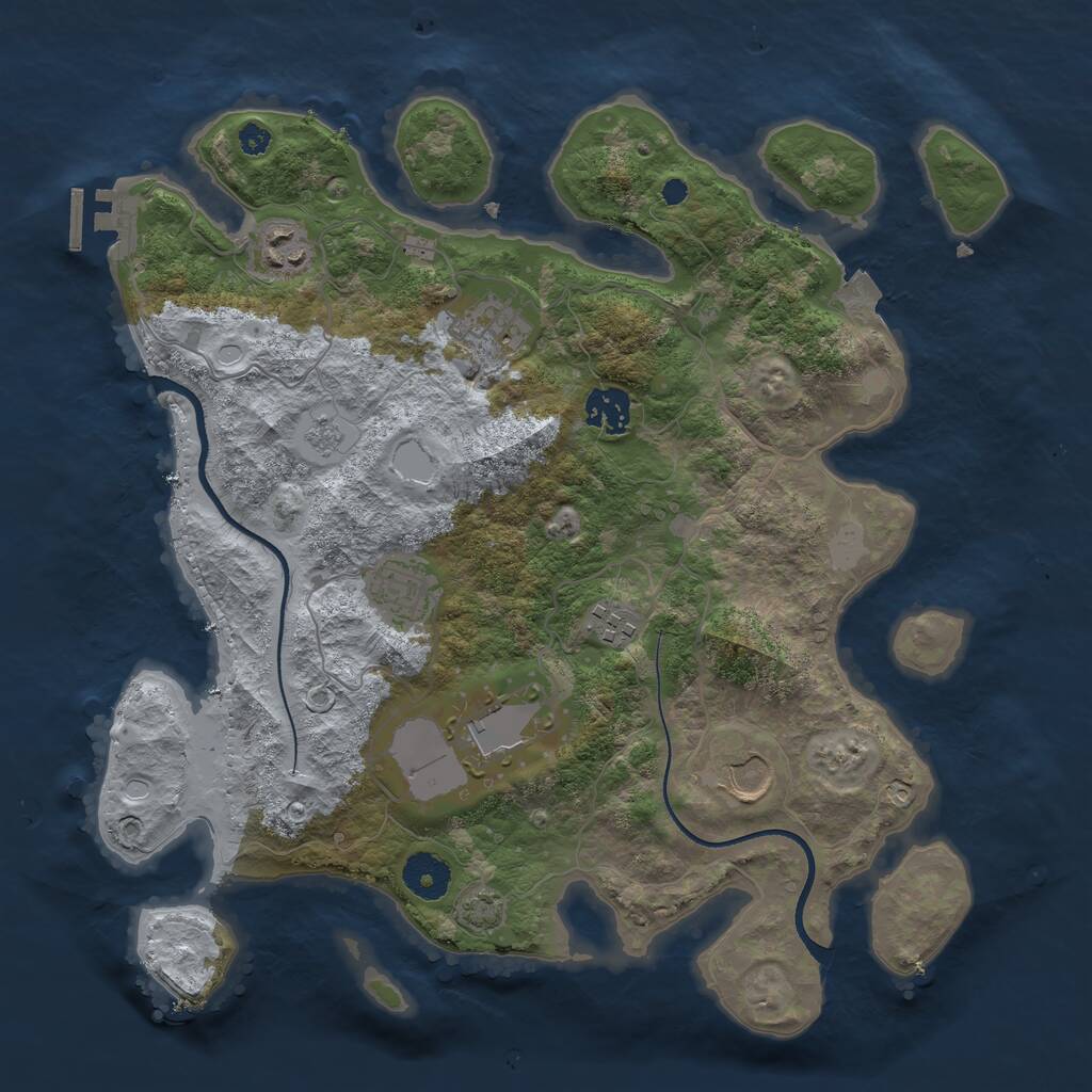 Rust Map: Procedural Map, Size: 3500, Seed: 626544287, 11 Monuments