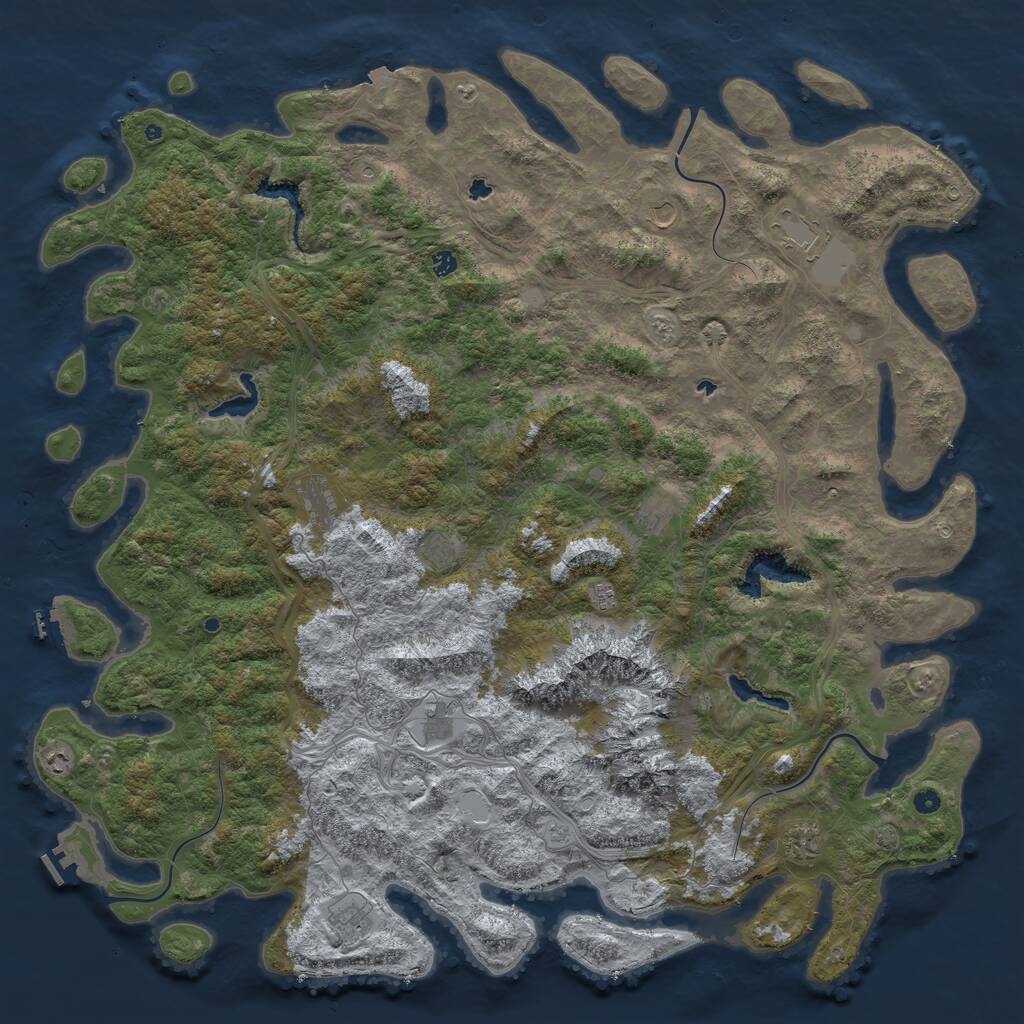 Rust Map: Procedural Map, Size: 6000, Seed: 569604842, 17 Monuments