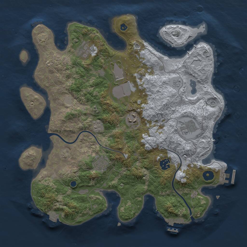 Rust Map: Procedural Map, Size: 3500, Seed: 1511299692, 13 Monuments