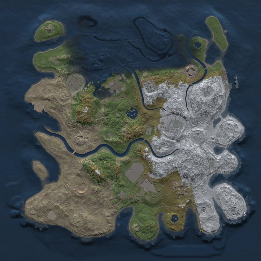 Rust Map: Procedural Map, Size: 3500, Seed: 1335230635, 14 Monuments