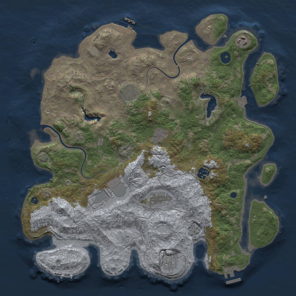 Rust Map: Procedural Map, Size: 4000, Seed: 665525, 14 Monuments