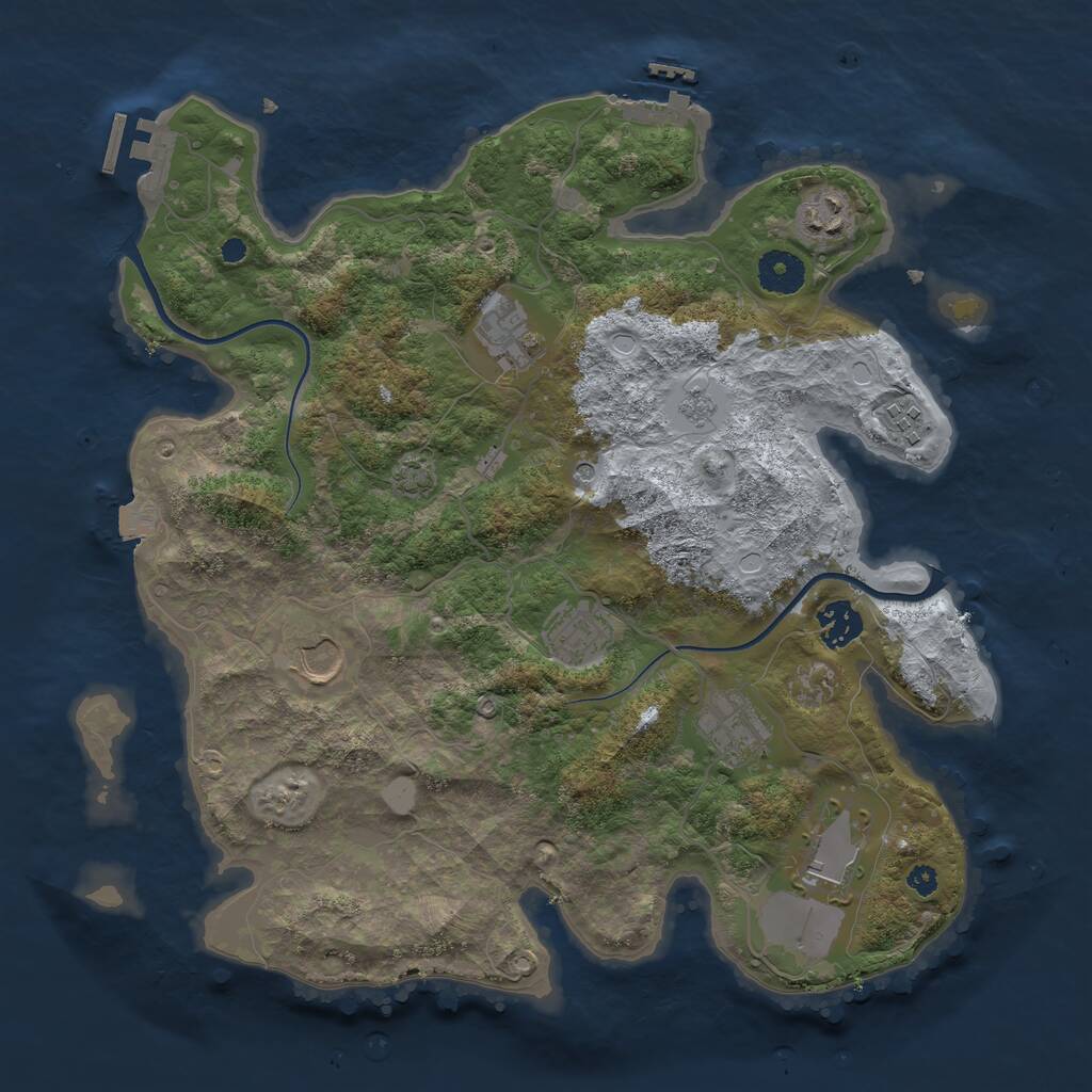 Rust Map: Procedural Map, Size: 3600, Seed: 68781143, 14 Monuments