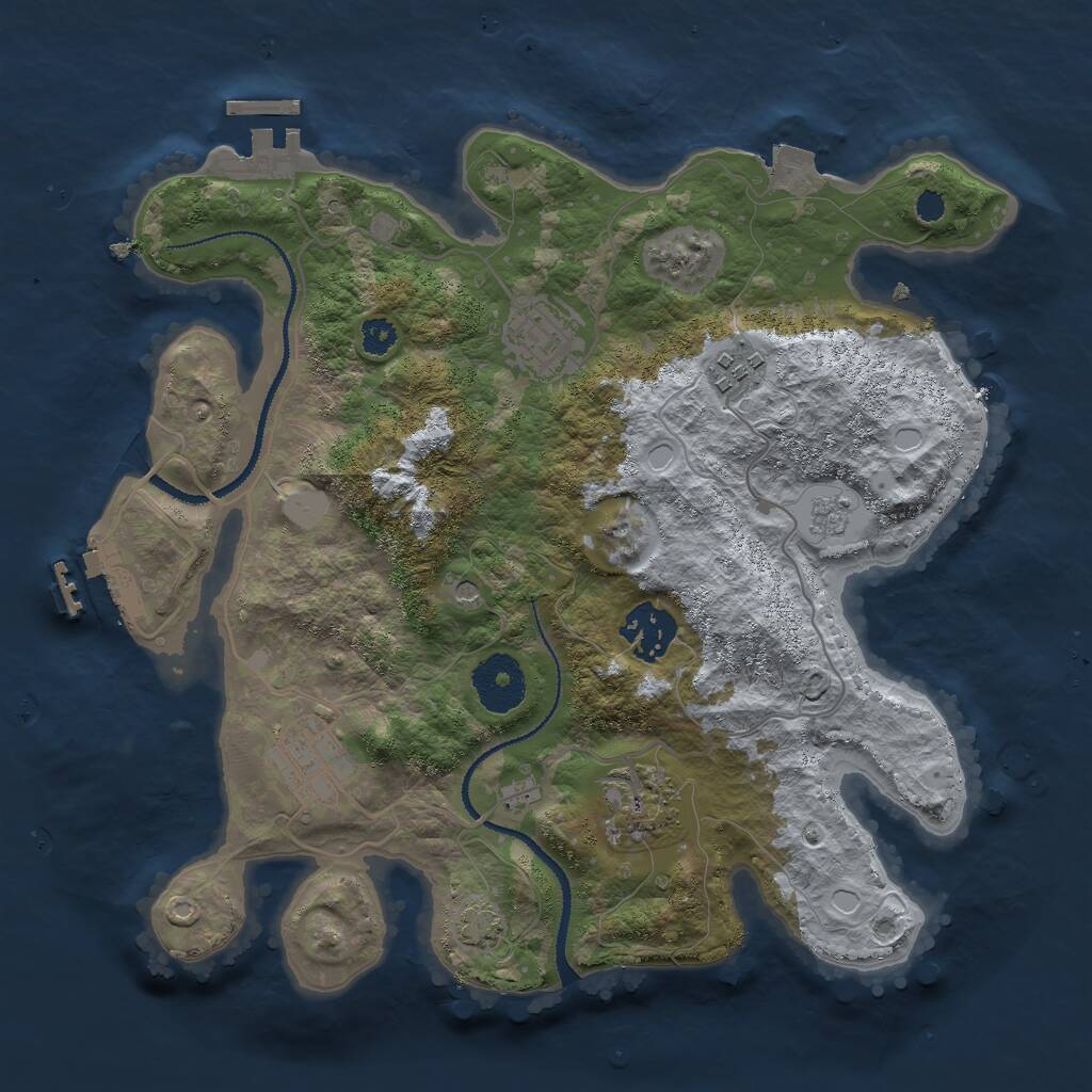 Rust Map: Procedural Map, Size: 3000, Seed: 102030, 11 Monuments