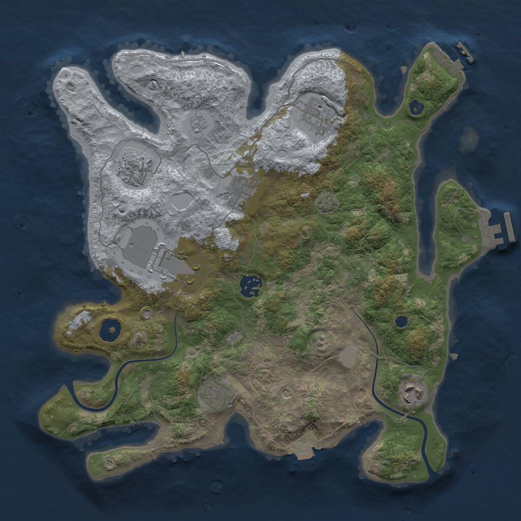Rust Map: Procedural Map, Size: 3500, Seed: 1657378447, 13 Monuments