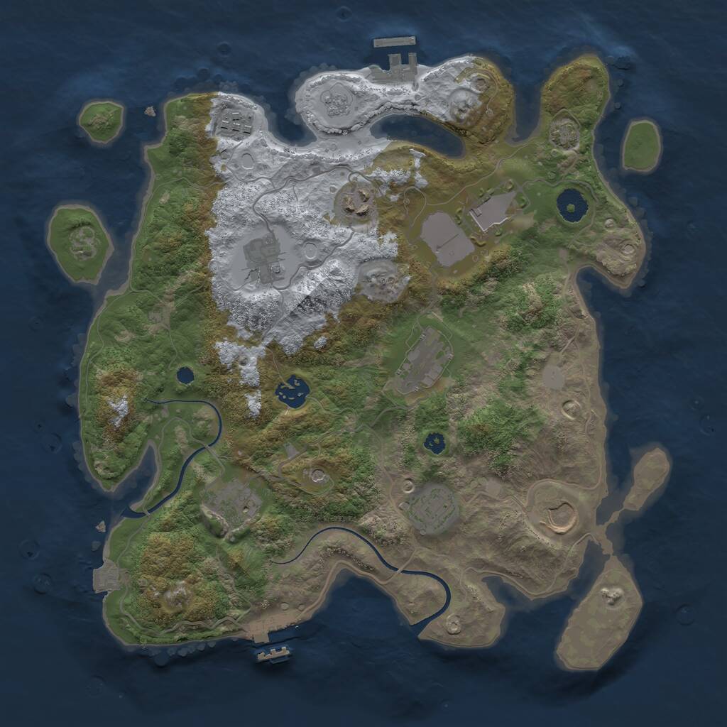 Rust Map: Procedural Map, Size: 3500, Seed: 1048875809, 15 Monuments