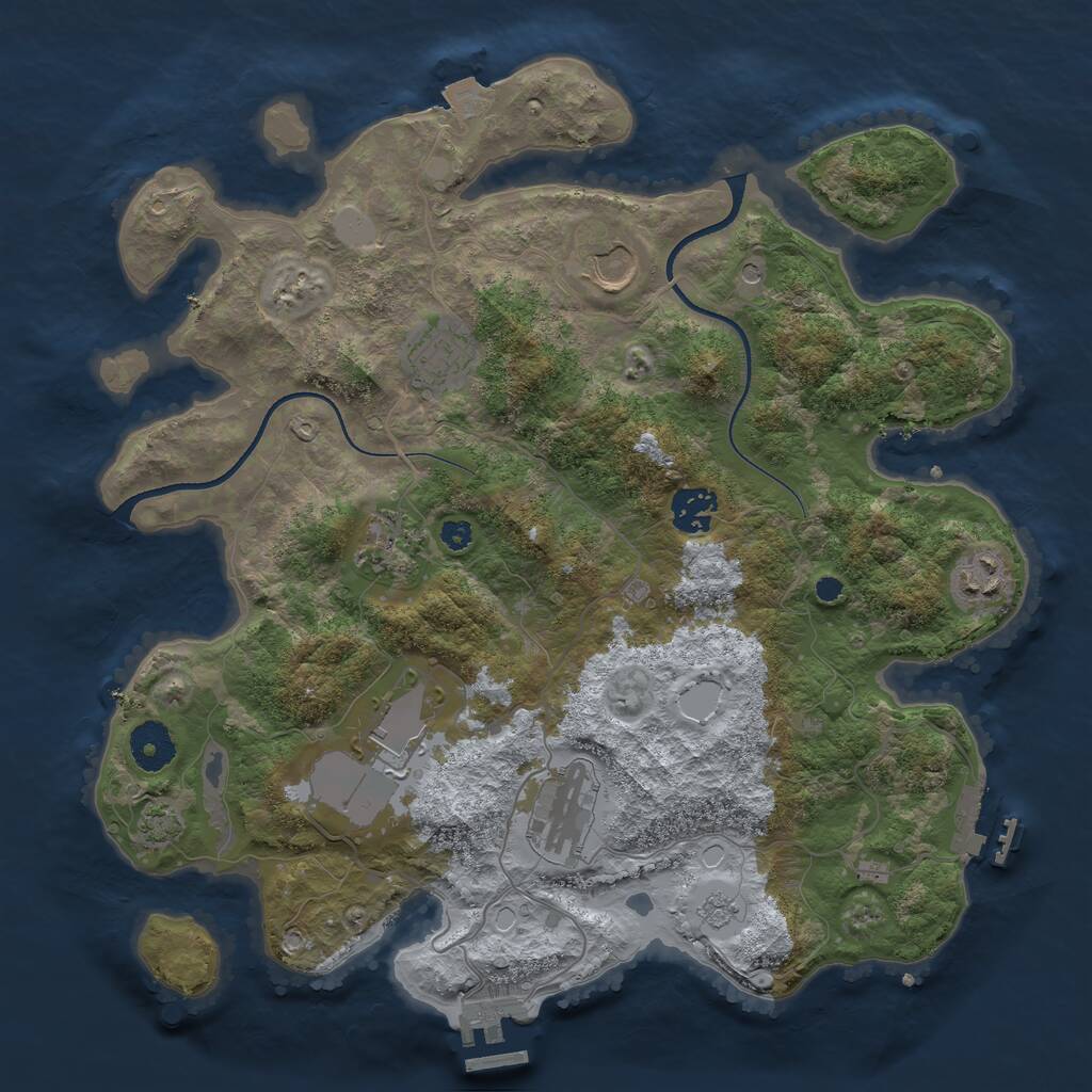 Rust Map: Procedural Map, Size: 3500, Seed: 177003627, 13 Monuments