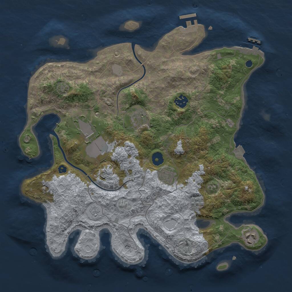 Rust Map: Procedural Map, Size: 3500, Seed: 45508586, 12 Monuments
