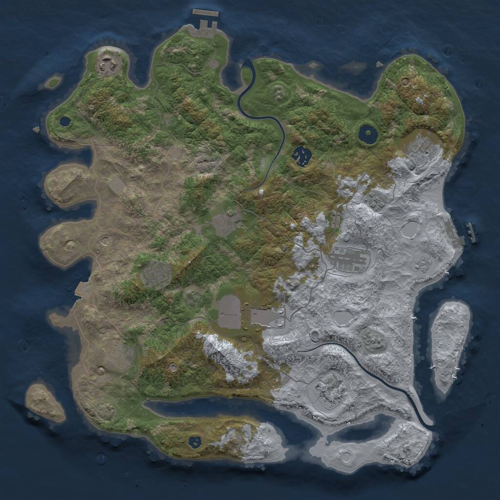Rust Map: Procedural Map, Size: 3900, Seed: 378781003, 16 Monuments