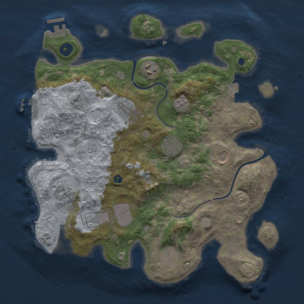 Rust Map: Procedural Map, Size: 3500, Seed: 985542740, 14 Monuments