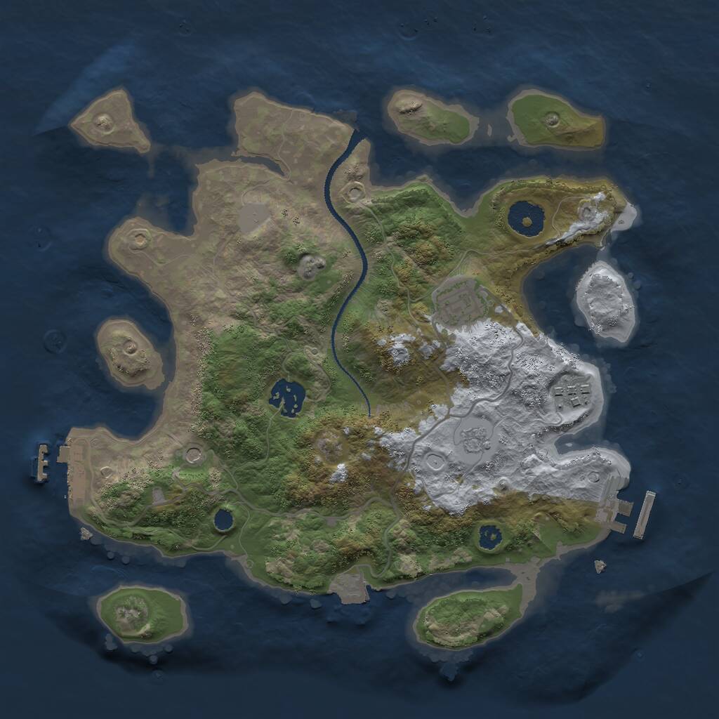 Rust Map: Procedural Map, Size: 3000, Seed: 1820996764, 8 Monuments