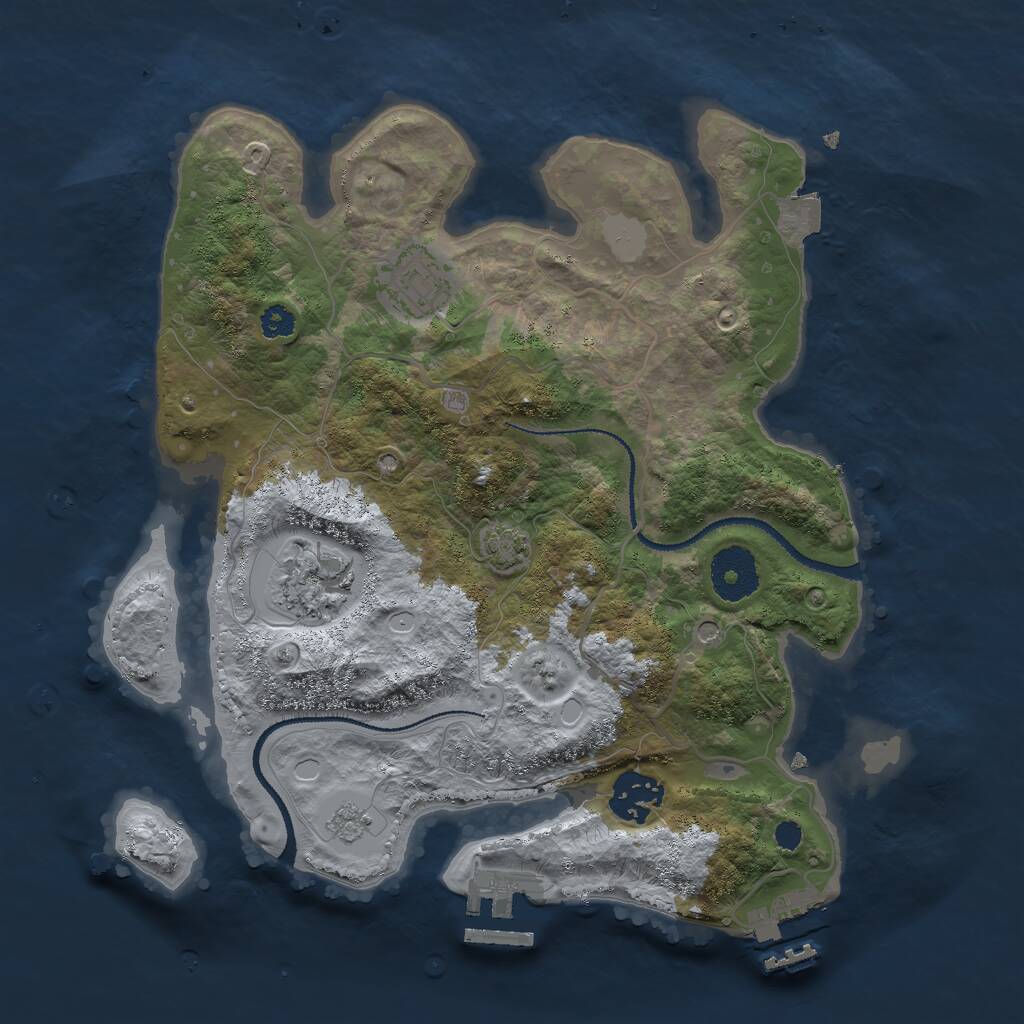 Rust Map: Procedural Map, Size: 3000, Seed: 32515, 9 Monuments