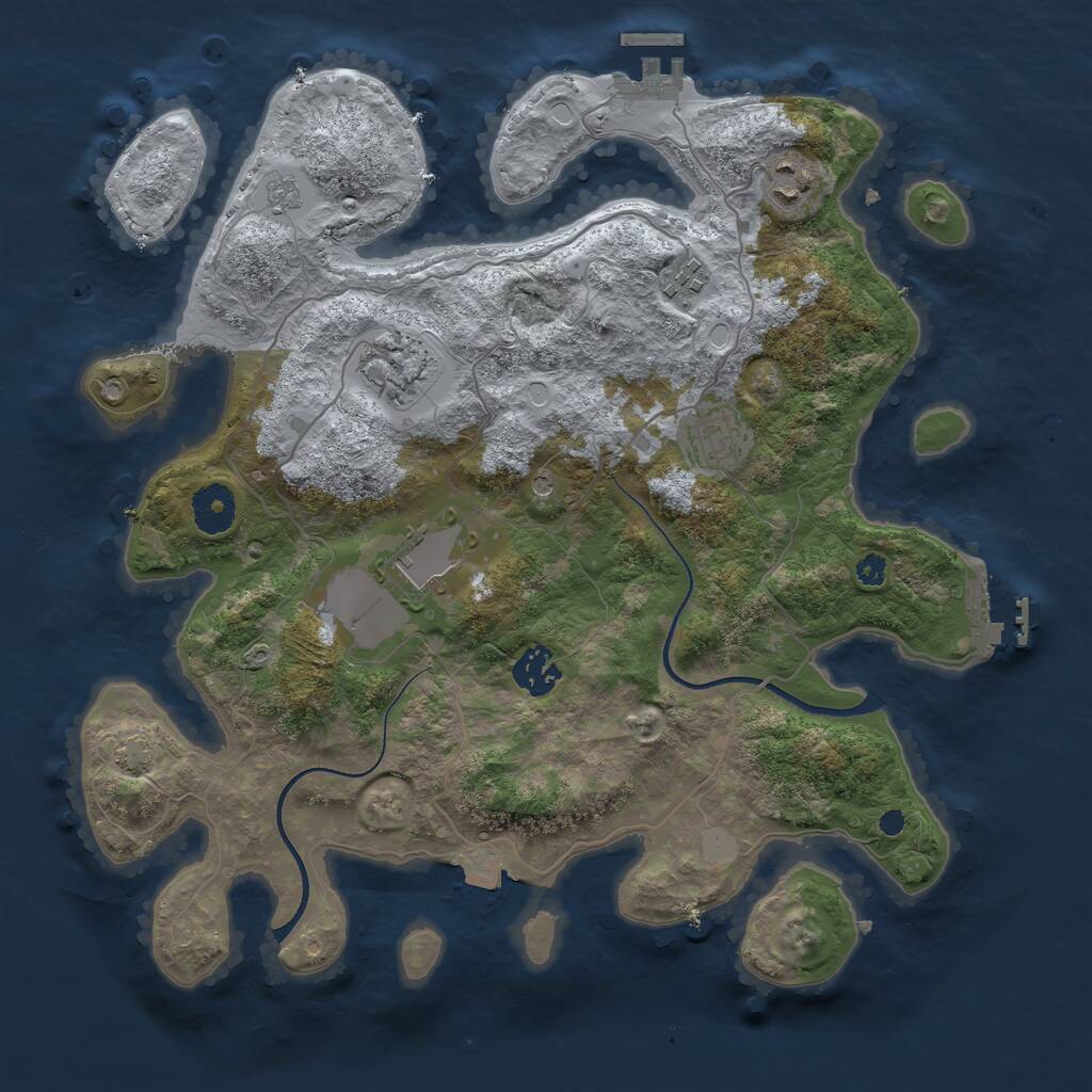 Rust Map: Procedural Map, Size: 3500, Seed: 342564256, 12 Monuments