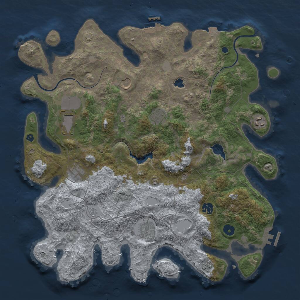 Rust Map: Procedural Map, Size: 4000, Seed: 5252623, 14 Monuments