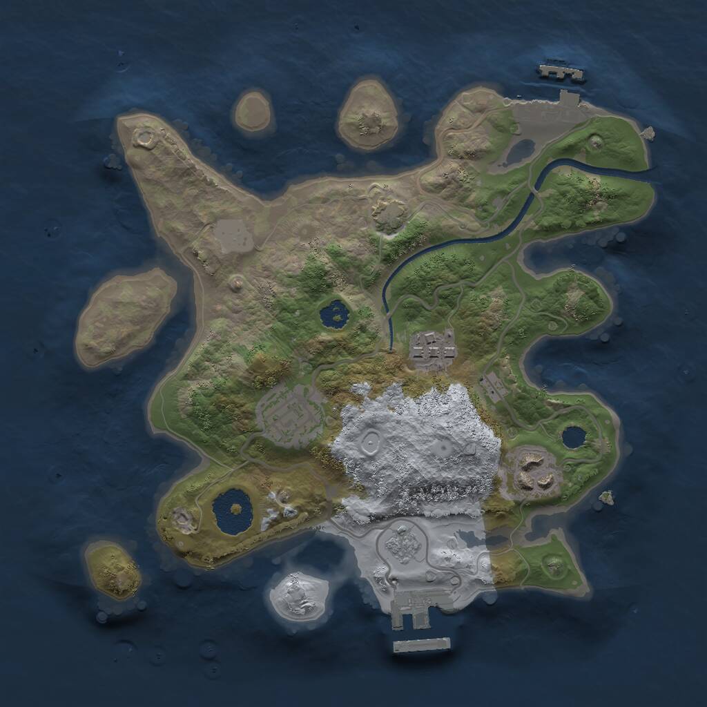 Rust Map: Procedural Map, Size: 2500, Seed: 9110423, 8 Monuments