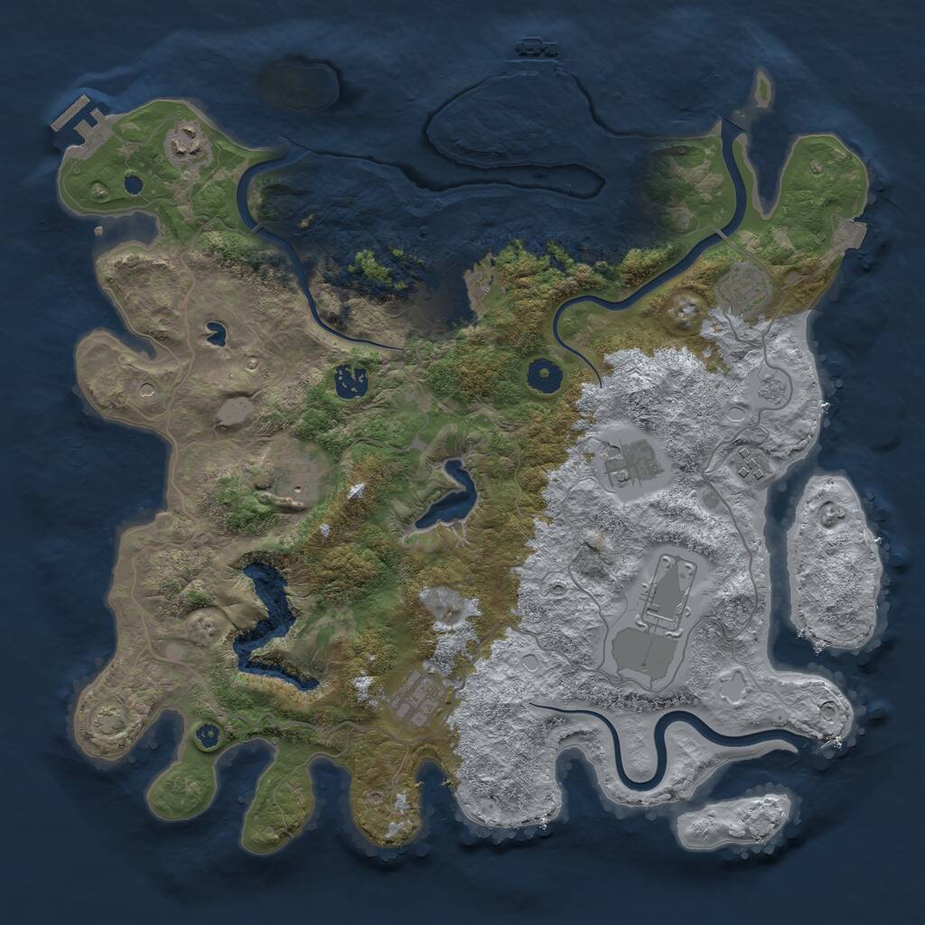 Rust Map: Procedural Map, Size: 4000, Seed: 43658, 15 Monuments