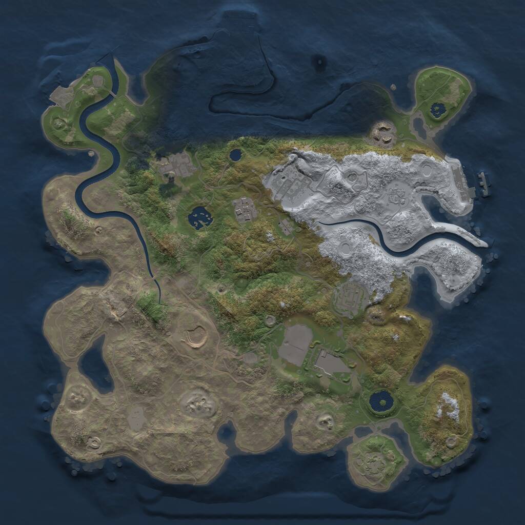 Rust Map: Procedural Map, Size: 3500, Seed: 262346401, 14 Monuments