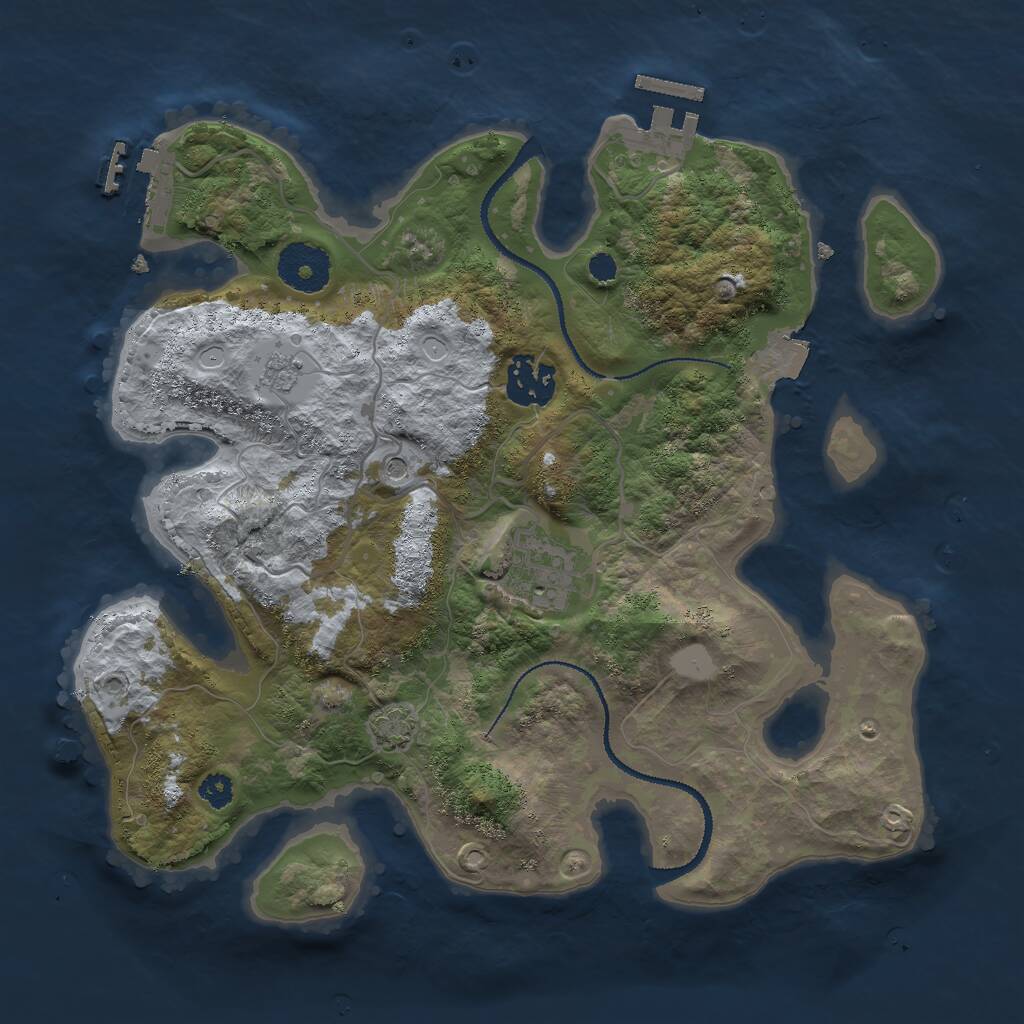Rust Map: Procedural Map, Size: 3000, Seed: 15989, 8 Monuments