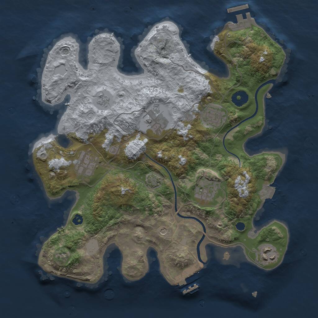 Rust Map: Procedural Map, Size: 3000, Seed: 2097598886, 11 Monuments