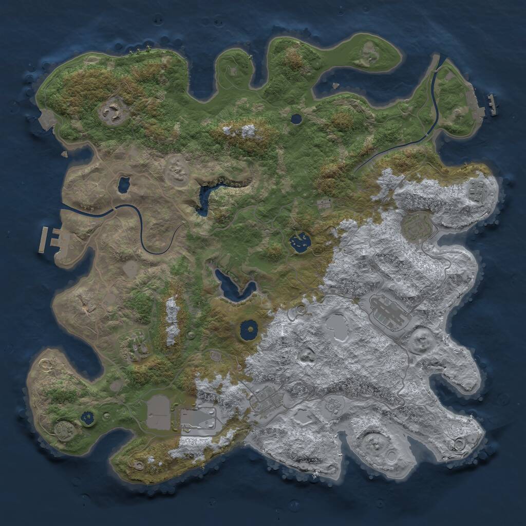 Rust Map: Procedural Map, Size: 4000, Seed: 1111403333, 14 Monuments