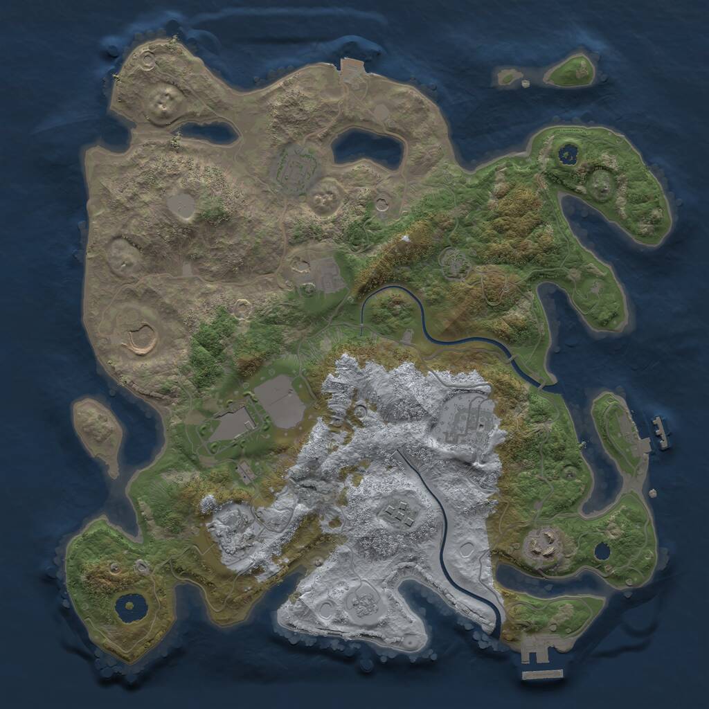 Rust Map: Procedural Map, Size: 3500, Seed: 560610745, 14 Monuments