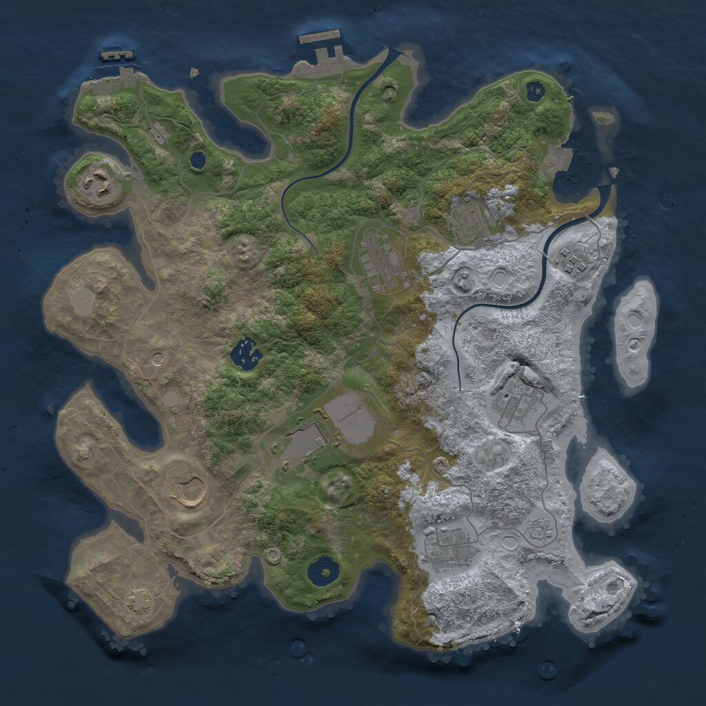 Rust Map: Procedural Map, Size: 3500, Seed: 504159927, 15 Monuments