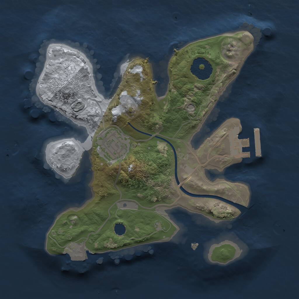Rust Map: Procedural Map, Size: 2100, Seed: 2021419889, 3 Monuments