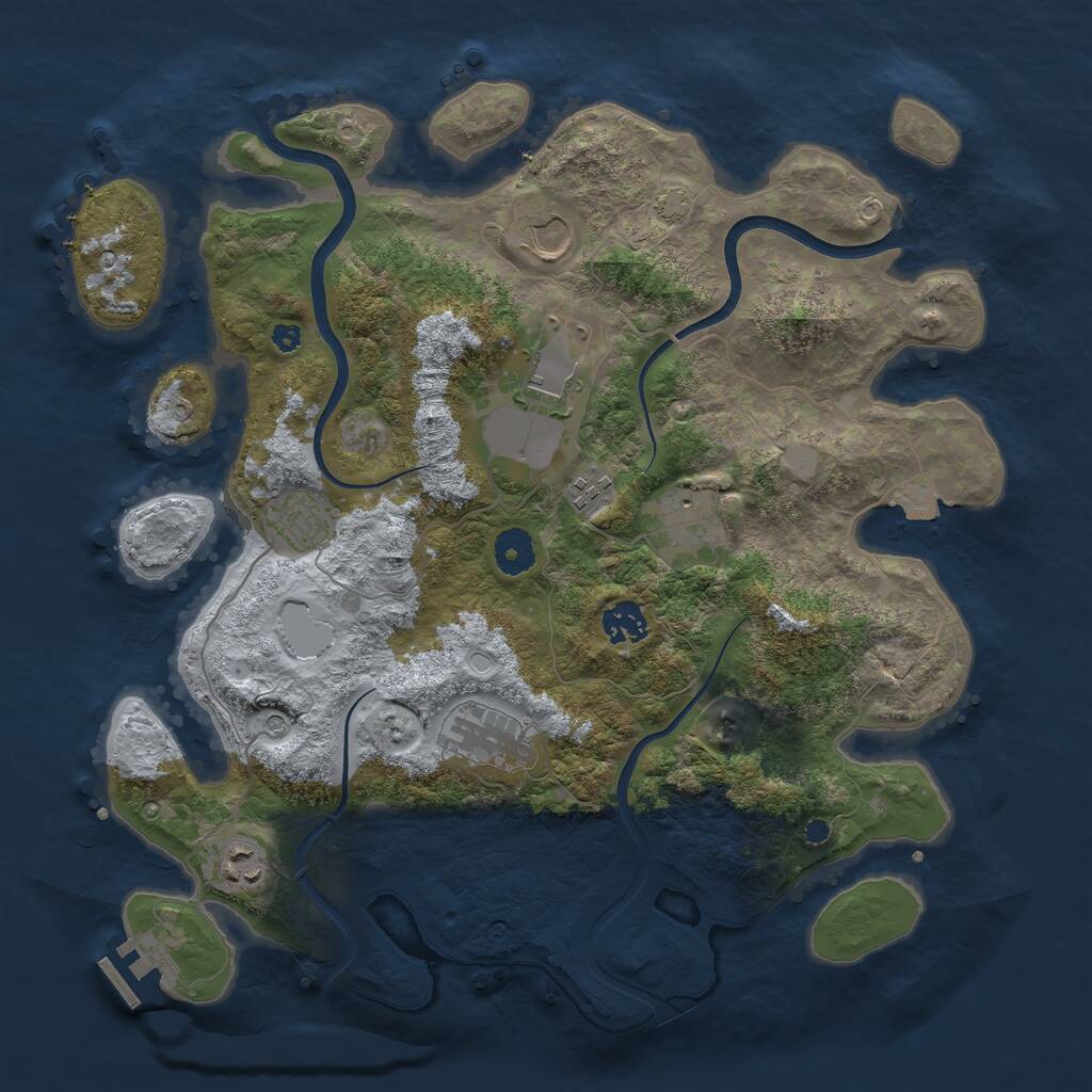 Rust Map: Procedural Map, Size: 3750, Seed: 702453925, 12 Monuments