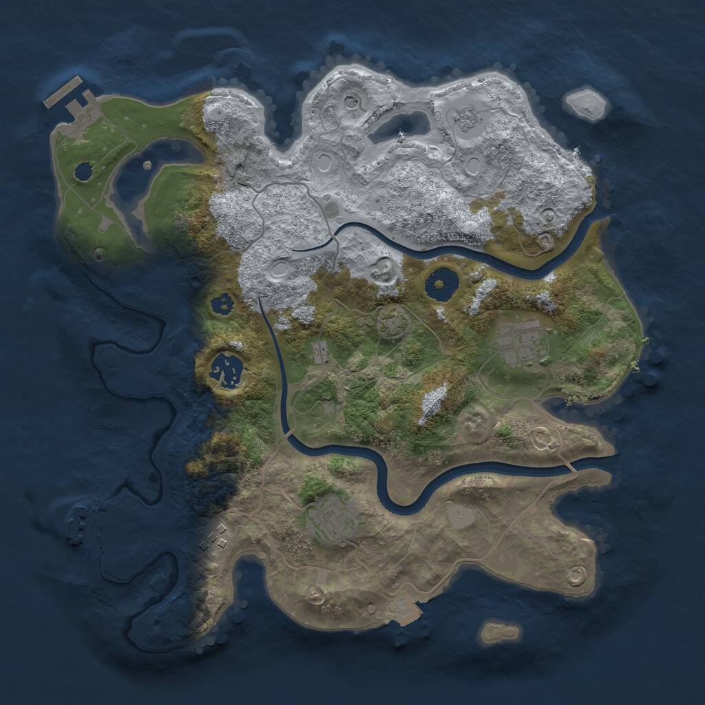 Rust Map: Procedural Map, Size: 3200, Seed: 1009179487, 10 Monuments