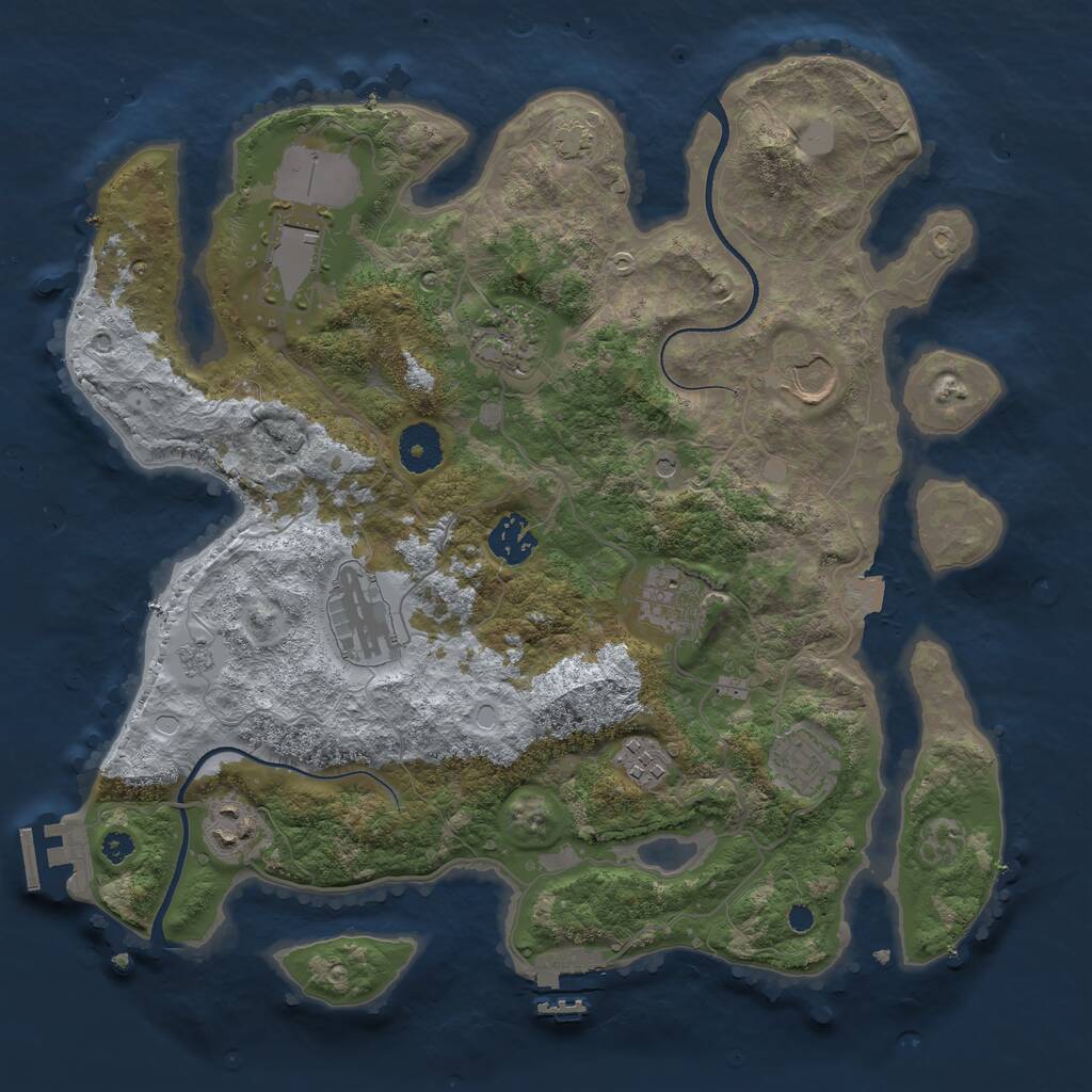 Rust Map: Procedural Map, Size: 3500, Seed: 43143188, 15 Monuments