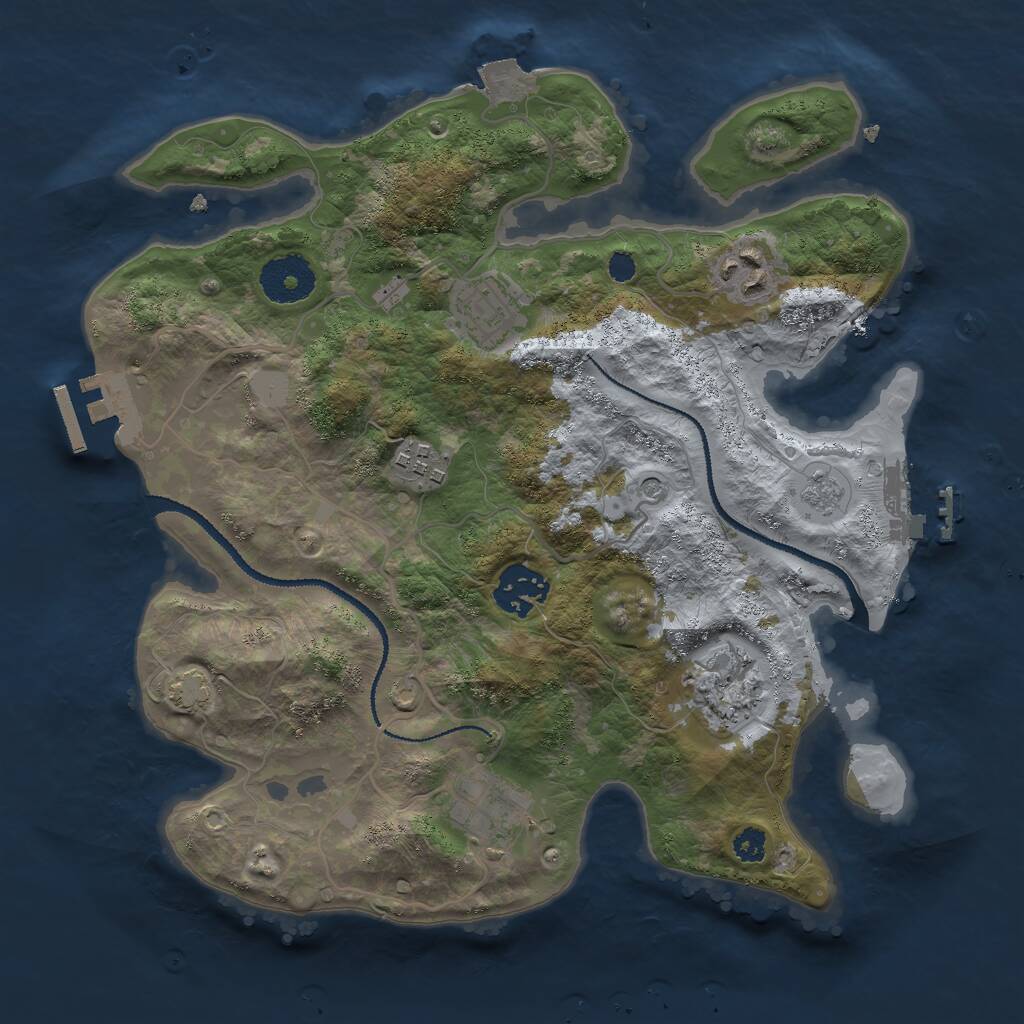 Rust Map: Procedural Map, Size: 3000, Seed: 641509516, 12 Monuments